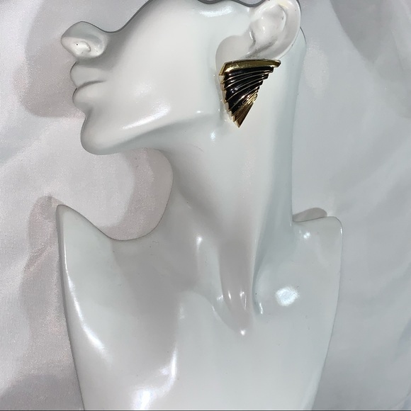 vintage GIVENCHY 14k gold plate enameled Art Deco style EARRINGS clip back
